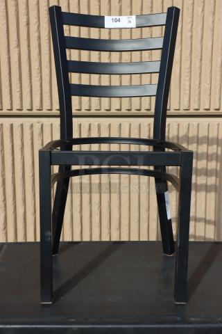 Brand new Lancaster Table & Seating ladder back chair frame in black, model 164CMTLADFR; scratch-n-dent condition.