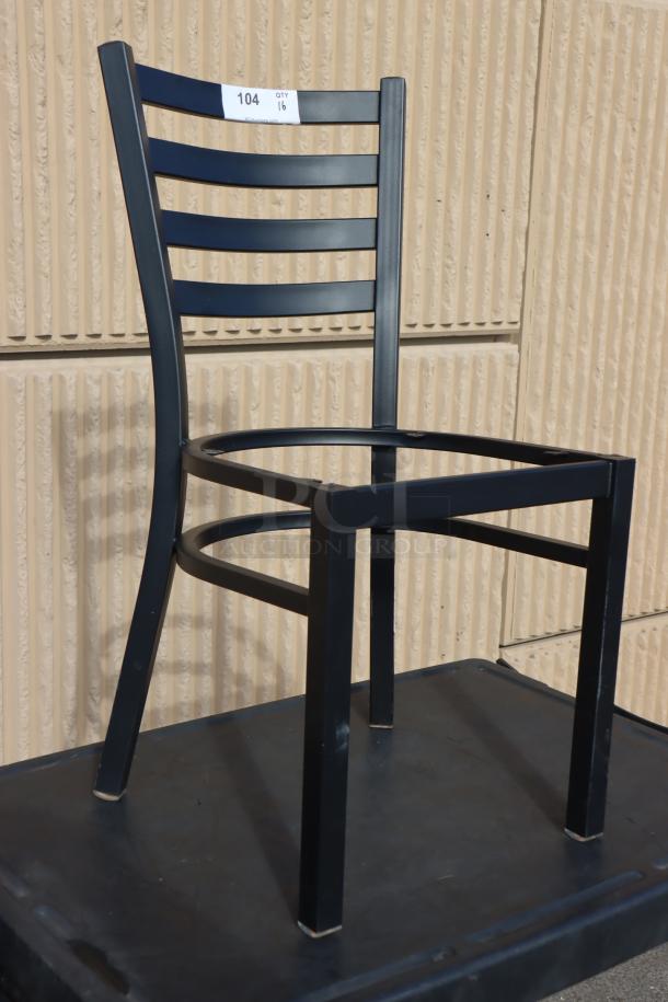 Lancaster Table & Seating black ladder back chair frame, model 164CMTLADFR, brand new scratch-and-dent, no seat included.
