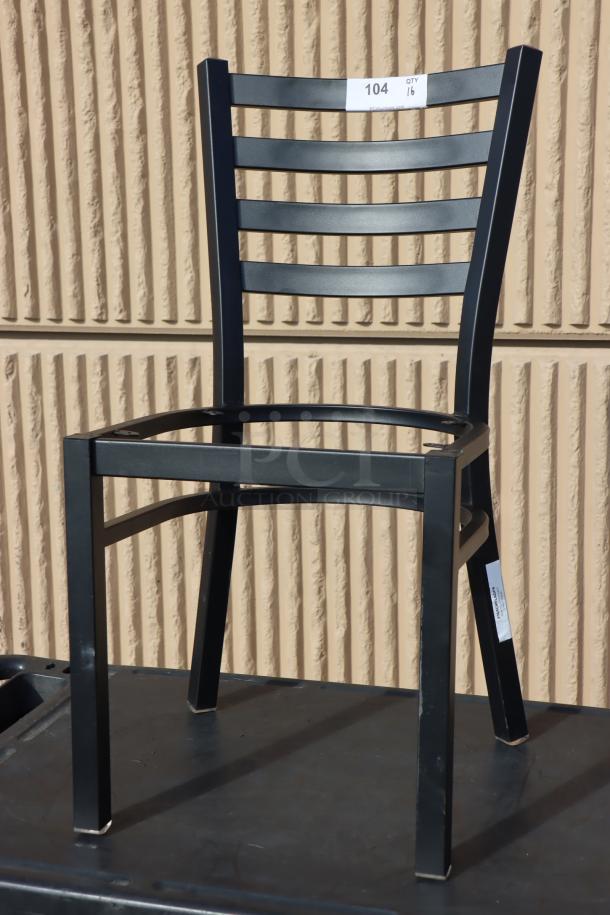 Lancaster Table & Seating Ladder Back Chair Frame, black, model 164CMTLADFR. Scratch-n-dent condition. Chair frame only.