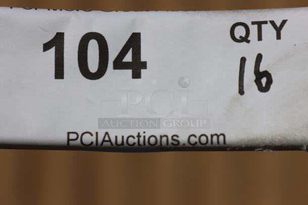 Label showing auction item number 104 with quantity 16, from PCIAuctions.com.