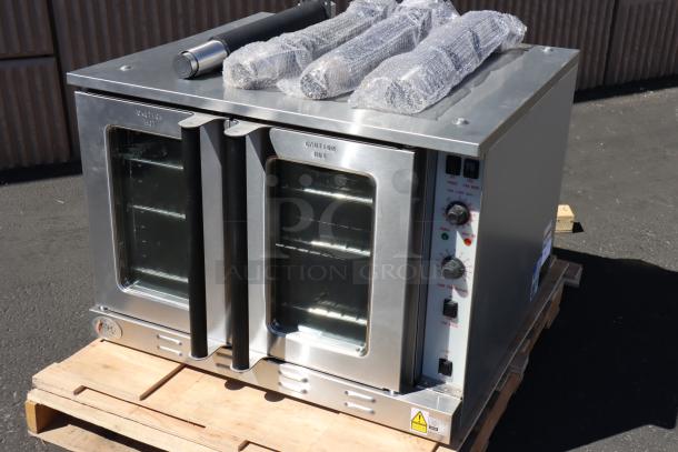 Brand new Cooking Performance Group FEC-100-DDD electric convection oven, single deck, deep depth, 240V, on pallet.