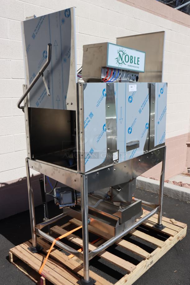 Brand new Noble Warewashing II double rack dishwasher, 115V. Features bent mounting brackets for top control panel.