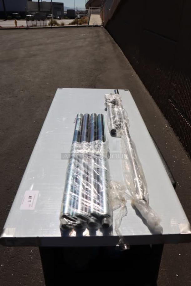 BRAND NEW Steelton 24"x60" 18-Gauge 430 Stainless Steel Work Table, scratch-n-dent, wrapped components, no packaging.