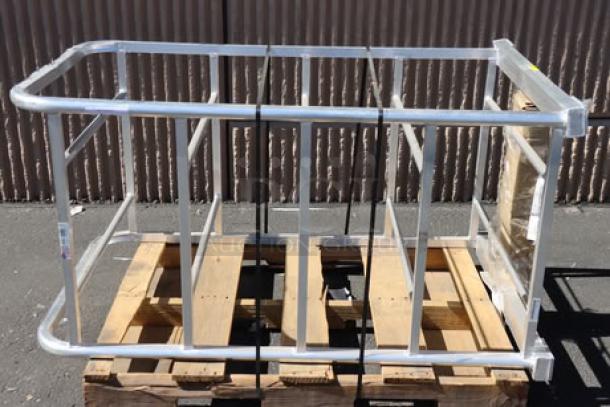 New Age 1264 heavy-duty aluminum lug rack, 29.5"x33"x62", 10 lug, brand new with scuff marks, on a pallet.