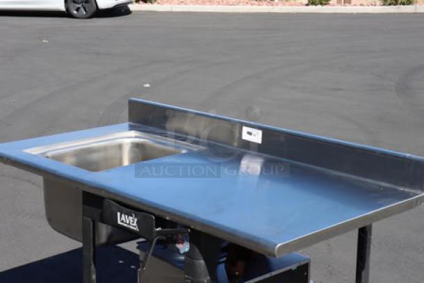 BRAND NEW Eagle Group T3060SEB-BS-E23L stainless steel work table with left-side sink, 30" x 60", some small pieces may be missing.