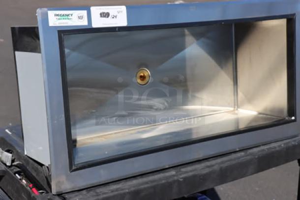 Regency 600DIIB1836 18" x 36" stainless steel drop-in ice bin. Brand new with bent corners. Tag visible, states "NSF."
