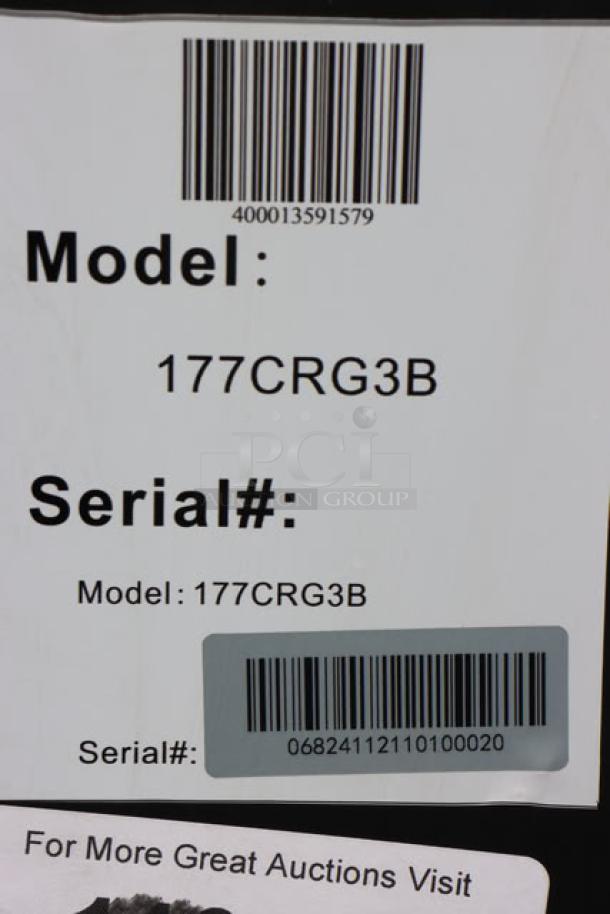 BRAND NEW Galaxy CRG-3 Countertop Display Fridge, 2.5 cu ft, 115V, 1.1A, Model 177CRG3B, Serial 06824112110100020.