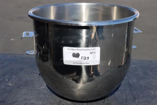 BRAND NEW Hobart BOWL-SST220 Classic 20 Qt. stainless steel mixing bowl. Durable, high-quality construction, item label visible.