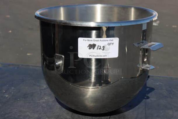BRAND NEW Hobart BOWL-SST220 20 Qt. stainless steel mixing bowl. Shiny finish, sturdy handles, label for auction visit details.