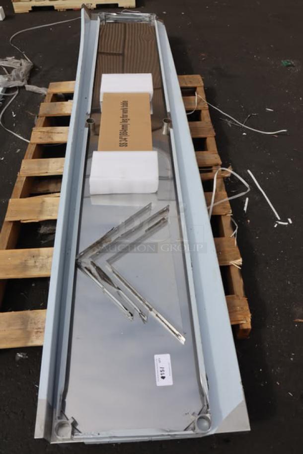 Brand new Regency Spec 600TSSB30120 30"x120" stainless steel work table, 4" backsplash, undershelf. Scratch-n-dent, parts may be missing.