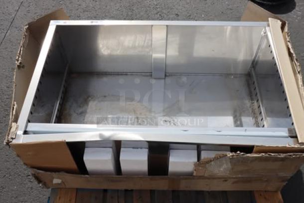 Regency 600DC1848 stainless steel dish cabinet, 18"x48", brand new, scratch-n-dent, with adjustable midshelf. Box damaged.