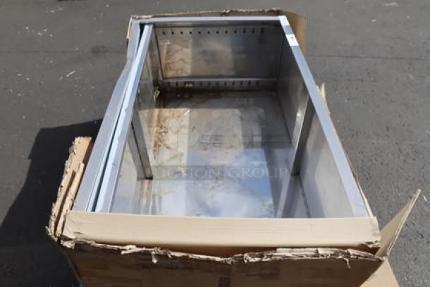 BRAND NEW Regency 600DC1848 stainless steel dish cabinet, 18" x 48", box damaged, possible missing pieces, adjustable midshelf.