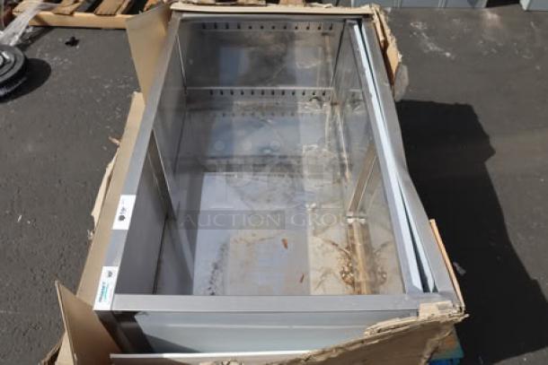 Regency 600DC1848 18" x 48" stainless steel dish cabinet, scratch-n-dent, with adjustable midshelf. Box damaged.