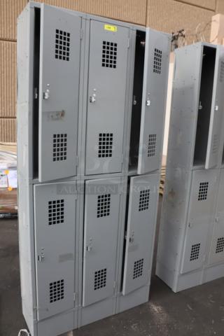 Regency 600LC32125KG gray locker, 36"x15"x78", 3 wide, 2 tier, assembled. New, scratch-n-dent condition.