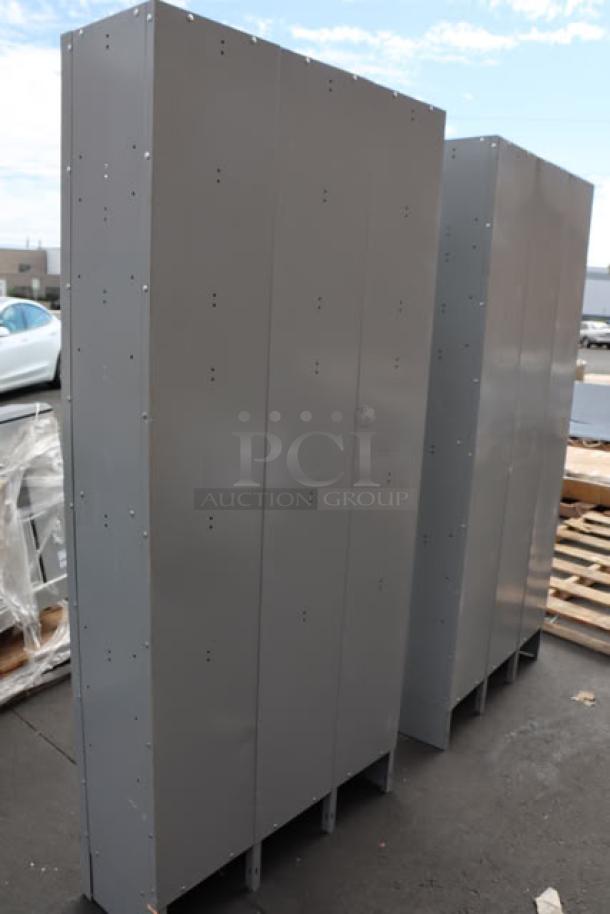 Brand new Regency Space Solutions gray locker, model 600LC32125KG, 36"x15"x78", 3 wide, 2 tier, assembled, scratch-n-dent condition.