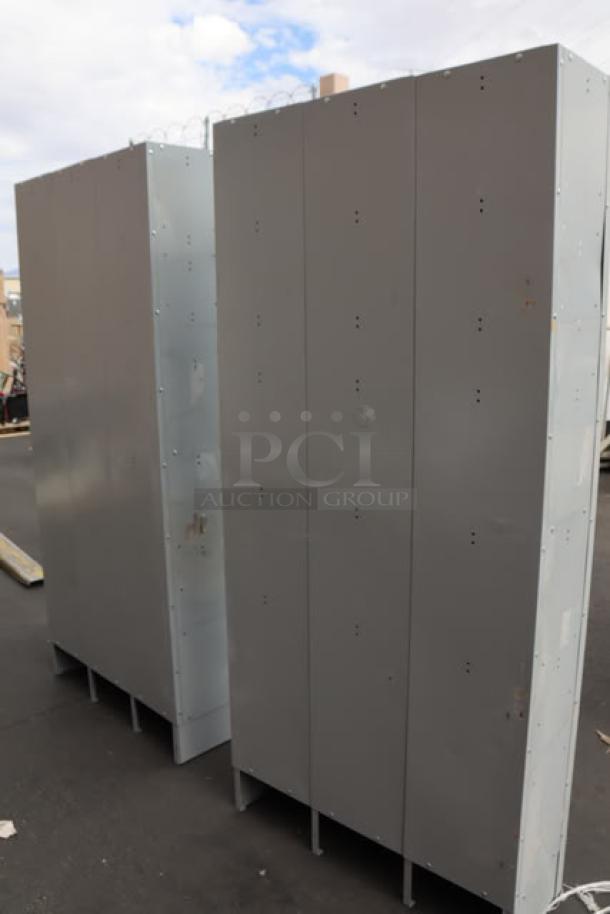 Regency 36"x15"x78" gray locker, 3 wide, 2 tier, assembled, model 600LC32125KG, scratch-n-dent condition.