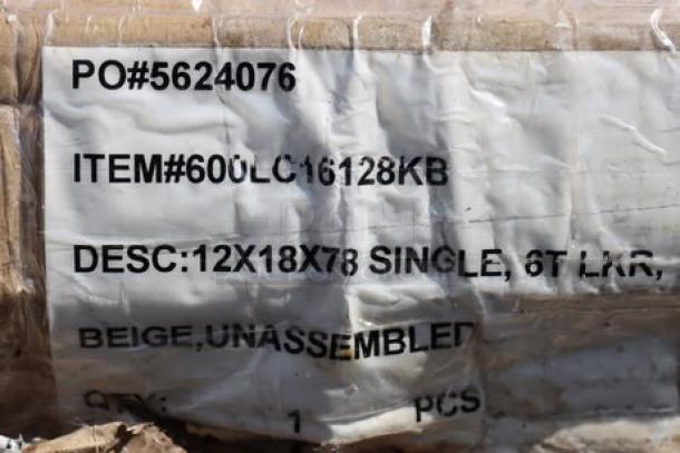 Regency 600LC16128AB locker label. Beige, single, 6-tier, 12"x18"x78". Damaged packaging, may be missing parts. Unassembled.