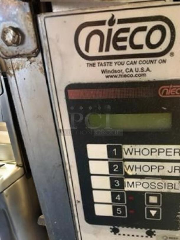 Nieco Automatic Broiler JF63; excellent condition; natural gas; 115V; control panel with menu options; fully tested.