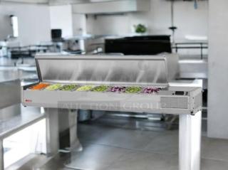 Brand new Atosa CTST-1800-N refrigerated countertop prep rail, 115V, still in packaging, featuring stainless steel finish.