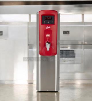 Wilbur Curtis WB5N hot water dispenser, red and silver, outstanding condition, digital display, fully tested, 120V/220V.