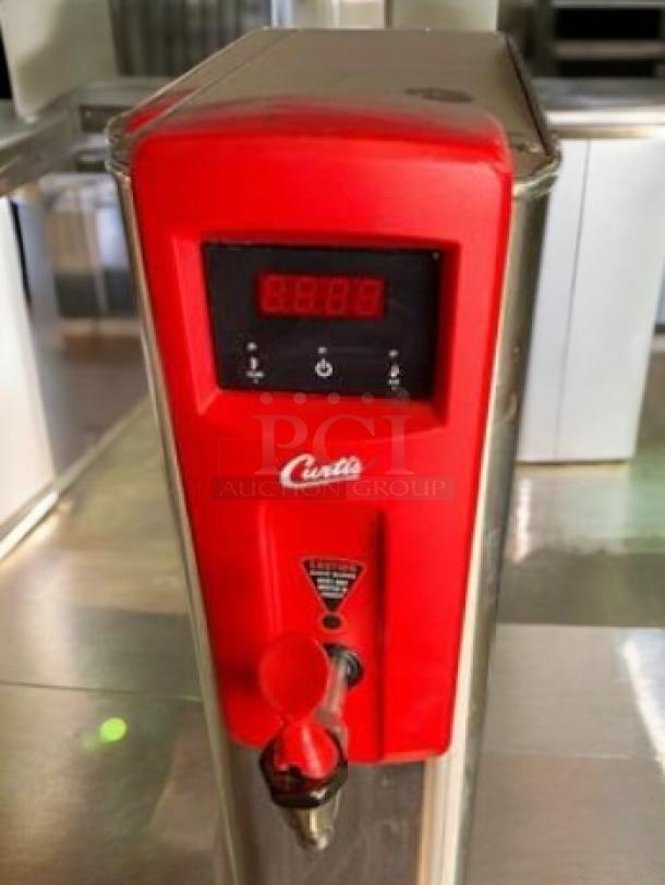 Wilbur Curtis WB5N hot water dispenser in outstanding condition, red front panel, digital display, fully tested, 120V/220V.