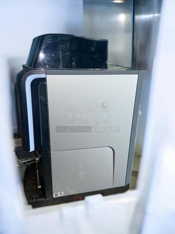 Necta Koro ES/LA espresso machine, excellent condition, 120V, fully tested, sleek silver and black design, automatic model.