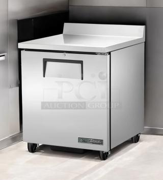 True TWT-27-HC undercounter refrigerator, single door, stainless steel, excellent condition, tested working, 115V.