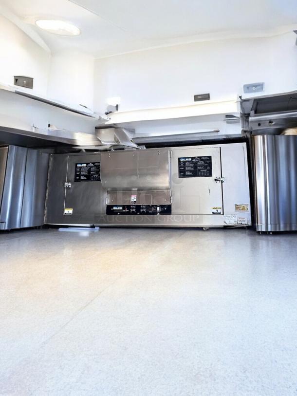 Giles FSH-6 stand mount ventless hood system with 72" stand, immaculate condition, 208-240V, fully tested, visible labels.