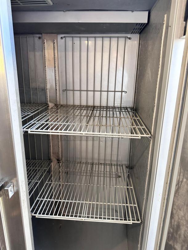 Beverage-Air HF2HC-1S freezer, Horizon Series, two-section, outstanding condition, interior shelves visible, fully tested.