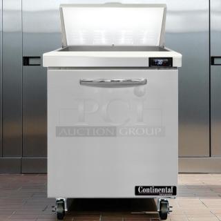 Continental Refrigerator SW27-12M sandwich prep table, superb condition, single door, 115V, fully tested, branded logo visible.