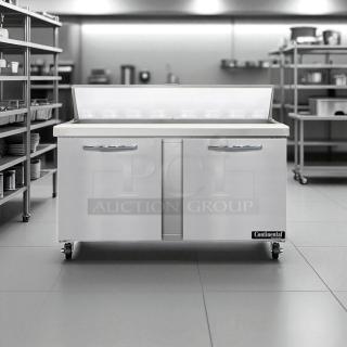 Superb condition Continental Refrigerator SW60N16, 60" sandwich prep table, fully tested, 115V, stainless steel exterior.