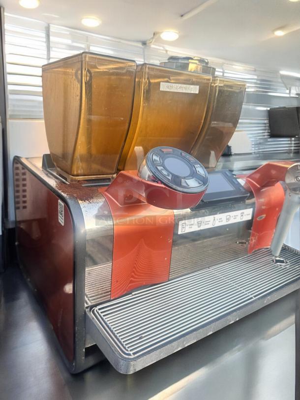 Pristine Starbucks Mastrena II espresso machine by Thermoplan AG. Superautomatic system, 240V, fully tested, excellent condition.