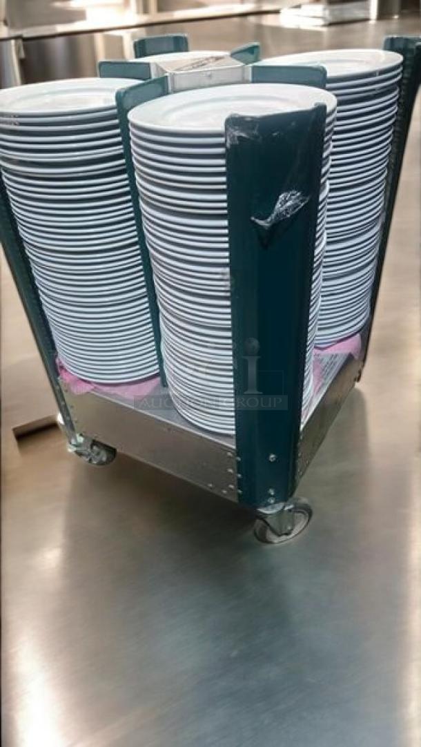 Cres Cor Plate Caddy on wheels, holds 150 plates (10"), superb condition, adjustable, fully functional, Cleveland, Ohio, USA.