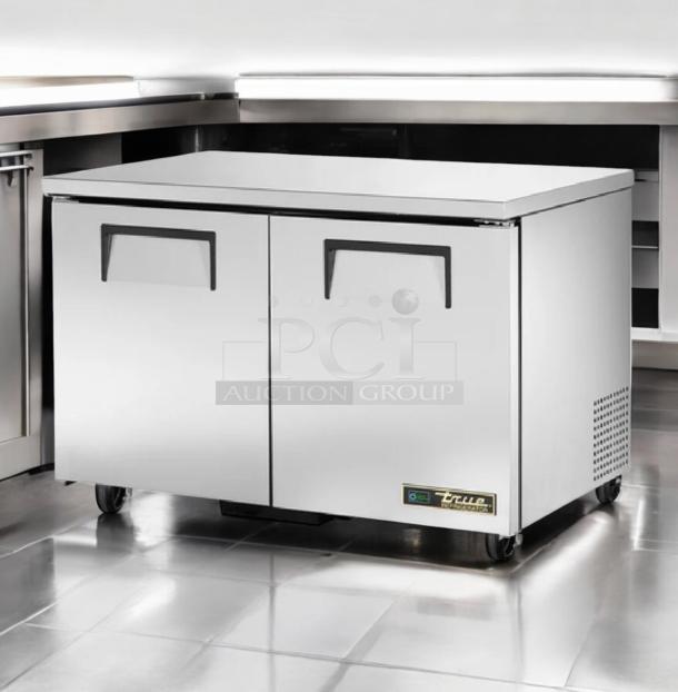 Immaculate True TUC-48-HC two-door undercounter refrigerator, 115V, fully tested and working, by True Manufacturing.