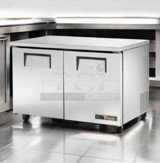 Immaculate True TUC-48-HC two-door undercounter refrigerator, 115V, fully tested and working, by True Manufacturing.