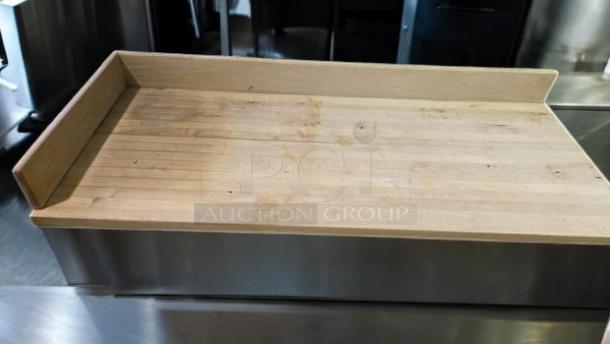 Custom heavy-duty butcher block work table with stainless undershelf, 72"x30"x40". In great shape, solid and ready for use.
