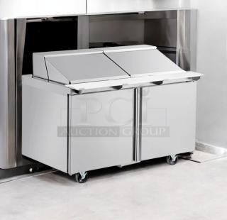 Delfield 2-door sandwich/salad prep table in outstanding condition, 115V AC, commercial refrigerator, tested and working.