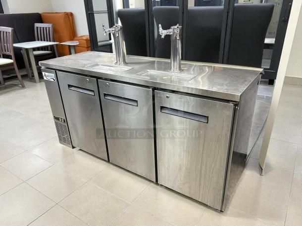 Avantco UDD-72-HC-S kegerator, stainless steel, dual taps, triple door, 3 half-keg capacity, tested, excellent condition.
