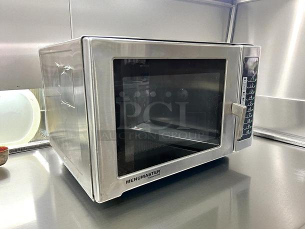 Menumaster MFS18TS commercial microwave, 1800W, stainless steel, excellent condition, keypad control, tested and working.