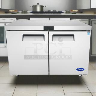 Atosa MGF8402GR 48″ undercounter refrigerator, stainless steel, dual-door, tested and working, 115v.