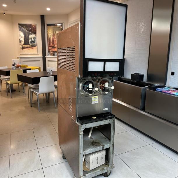 CORNELIUS VIPER 2 2-Flavor Slushy Machine, tested and working, 230v, 1ph, high-capacity, signage and control panel visible.