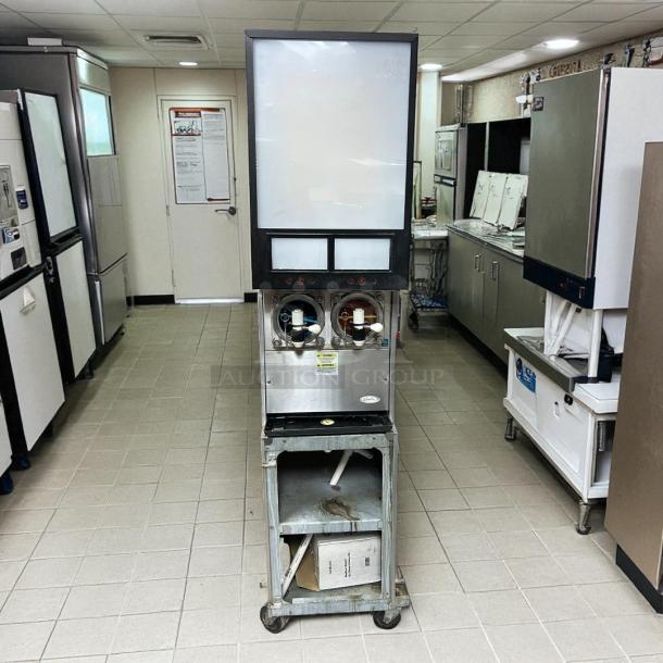 CORNELIUS VIPER 2 2-Flavor ICEE machine, high-capacity, 230v, tested, working. Markings show dual dispensers and controls.