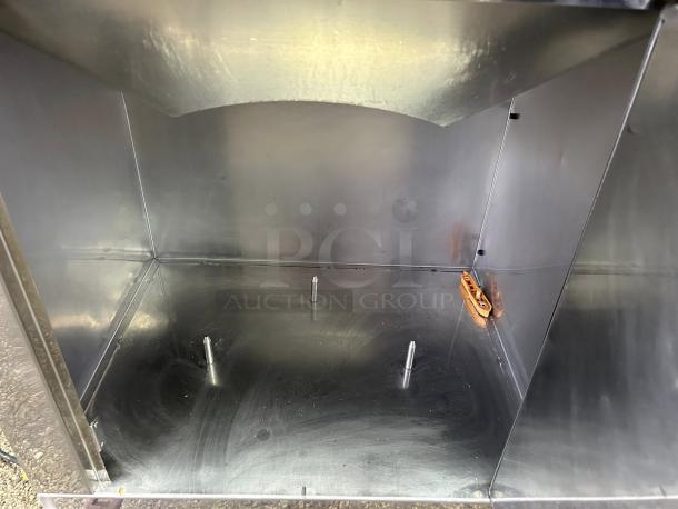 Citrocasa 8000SB Automatic Orange Juicer interior, stainless steel, used, tested working, 115V, sold "as is."