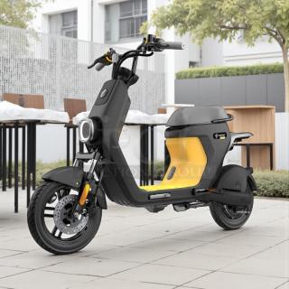 Segway C80 e-Moped Scooter in black and yellow, tested and working, featuring sleek design and durable build.