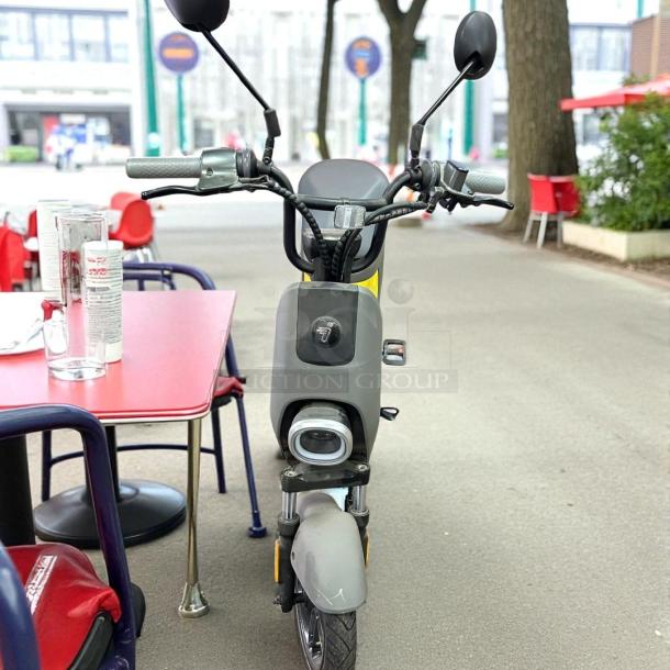 Segway C80 e-Moped Scooter, gray, tested and working condition, featuring a circular headlight and ergonomic handlebars.