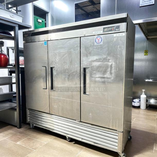 Turbo Air TSR-72SD-N 82" bottom-mounted refrigerator, excellent condition, LED lighting, solid doors, tested, working.