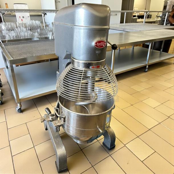 Avantco MX30 30 Qt. Planetary Floor Mixer with guard, tested and working, in excellent condition. Features 120V, 1 3/4 hp motor.