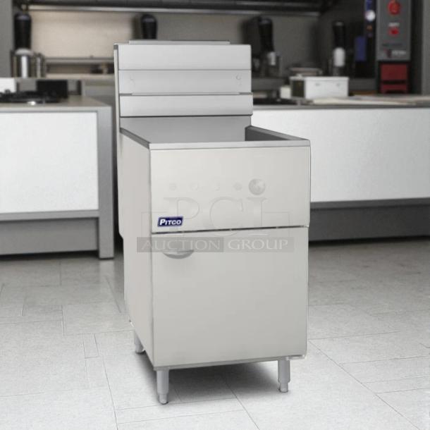 Pitco VF-65S 65lb gas fryer, Energy Star rated, tested and working, stainless steel, commercial kitchen equipment.