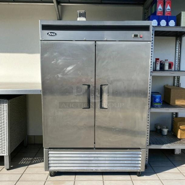 Atosa MBF8507GR 46 Cu.ft double door bottom mount refrigerator, excellent condition, tested working, stainless steel finish.
