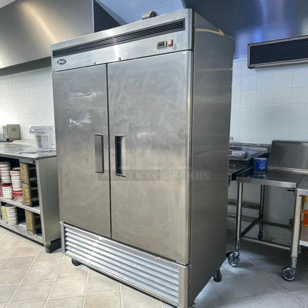 Atosa MBF8507GR 46 Cu.ft double door bottom mount refrigerator in excellent condition, stainless steel finish, tested working.